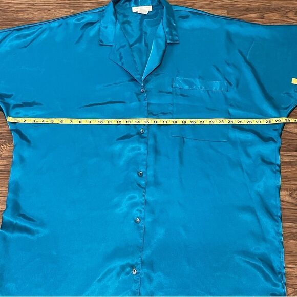 Vintage Me 2 By Miss Elaine Button-down Night Shirt Pajama Blue Size Large - Picture 8 of 10